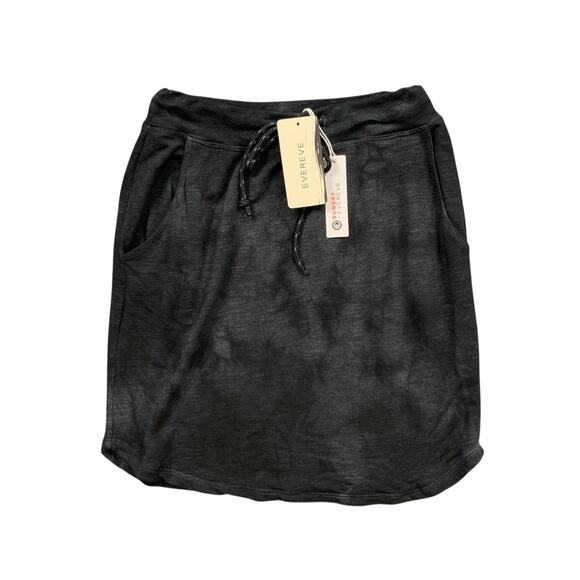 Sundry Evereve Skirt Womens 0 Black Tie Dye Saturday Pull On Drawcord Curved Hem - Picture 1 of 12